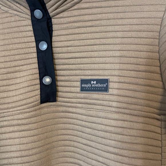 Simply Southern Light Beige Zip Up Sweater with Ribbed Texture Small - Picture 4 of 7